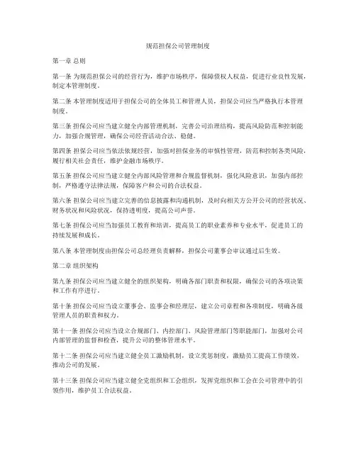 规范担保公司管理制度