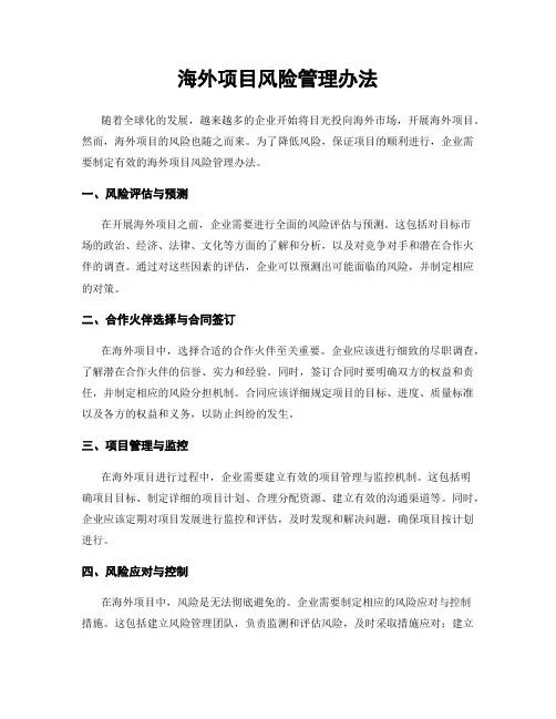海外项目风险管理办法