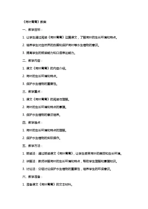 《荷叶青青》教案