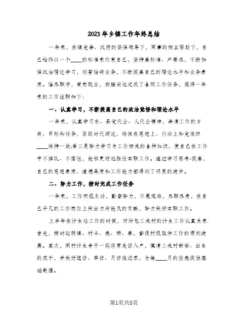 2023年乡镇工作年终总结(二篇)