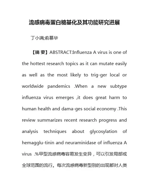 流感病毒蛋白糖基化及其功能研究进展