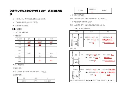 高中化学 第三章 第4节 第2课时 溴碘及海水提溴练习 高一1化学试题