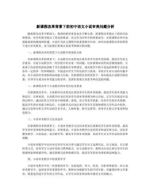 新课程改革背景下的初中语文小说审美问题分析