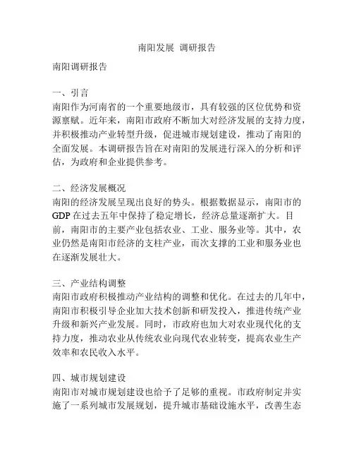 南阳发展  调研报告