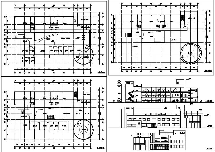 某地天元幼儿园全套建筑施工设计cad图（含剖面图，立面图，平面图）