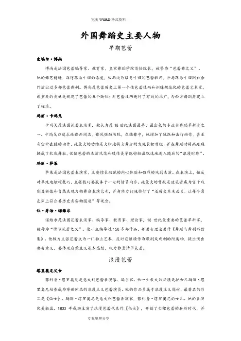 外国舞蹈史主要人物
