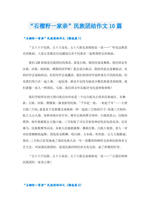 “石榴籽一家亲”民族团结作文10篇