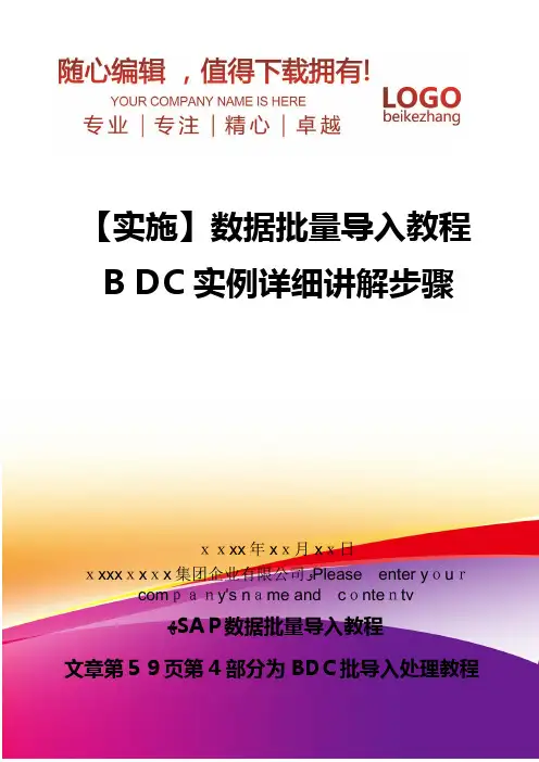 精编【实施】数据批量导入教程BDC实例详细讲解步骤