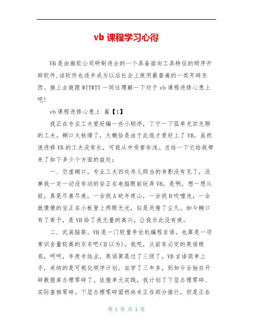 vb课程学习心得