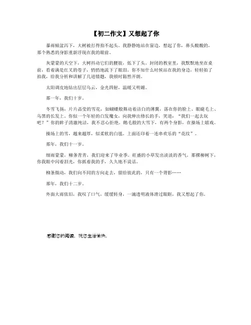 【初二作文】又想起了你