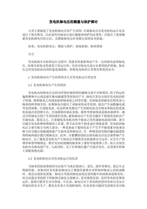 发电机轴电压的测量与保护探讨