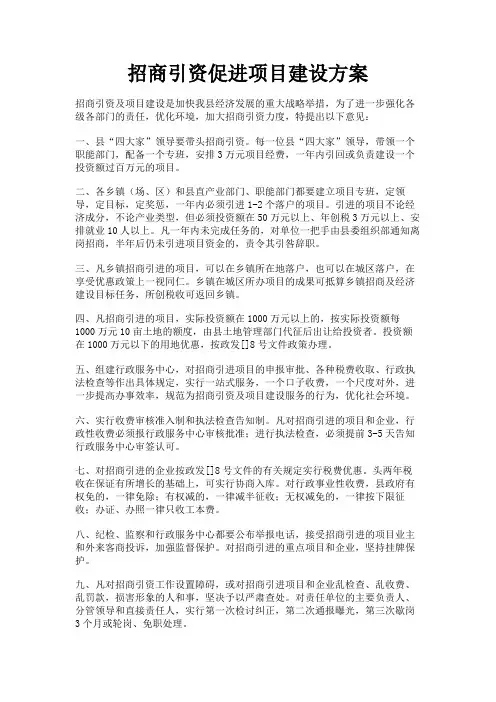 最新 招商引资促进项目建设方案-精品