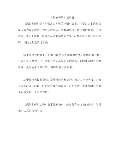 《蚂蚁和蝉》读后感