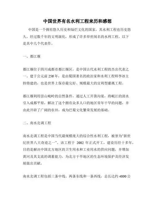 中国世界有名水利工程来历和感想