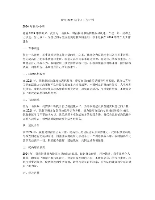 新兵2024年个人工作计划