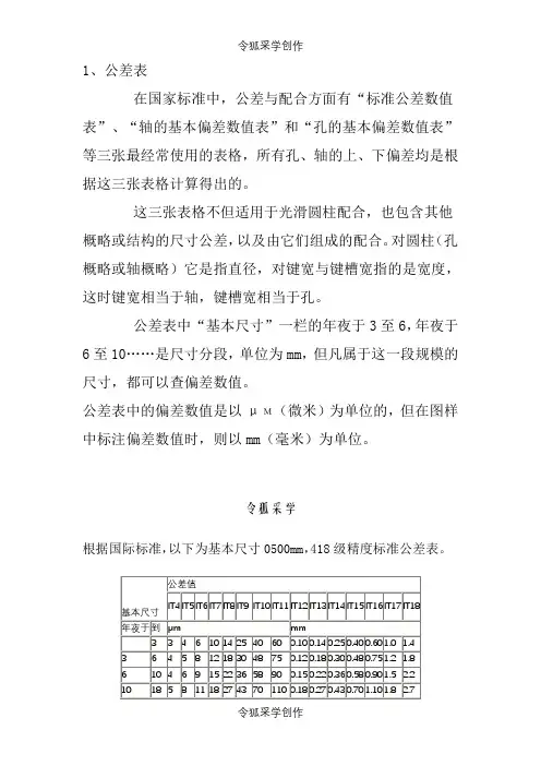 机械制图公差尺寸及查表