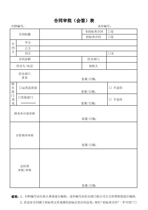 合同审批(会签)表