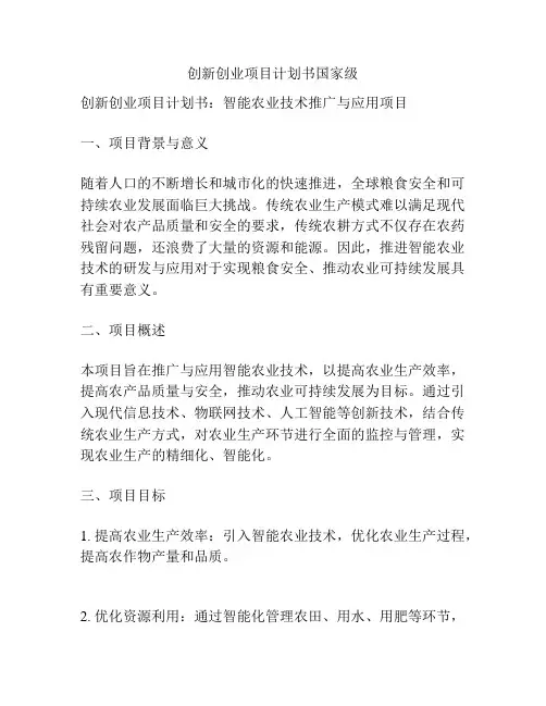 创新创业项目计划书国家级