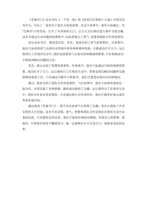 芝麻开门读后感600字