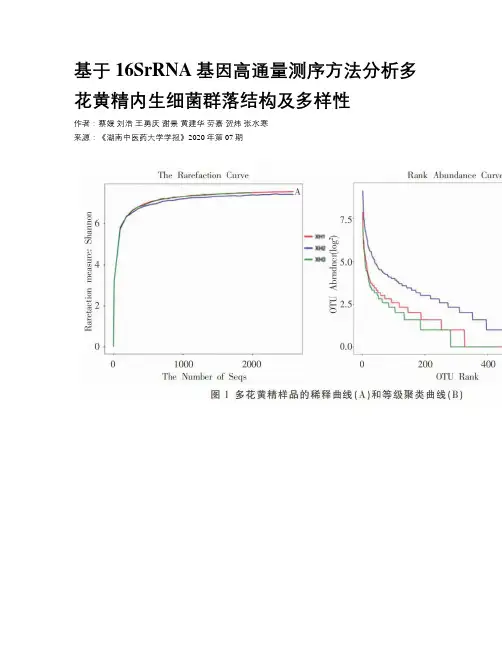 基于16SrRNA基因高通量测序方法分析多花黄精内生细菌群落结构及多样性