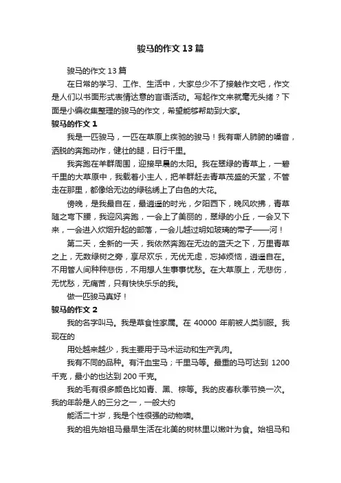骏马的作文13篇