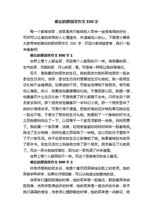 难忘的那微笑作文500字