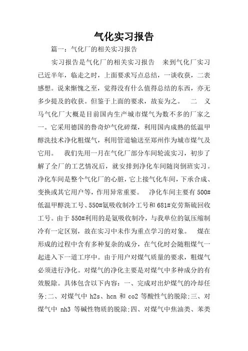 气化实习报告