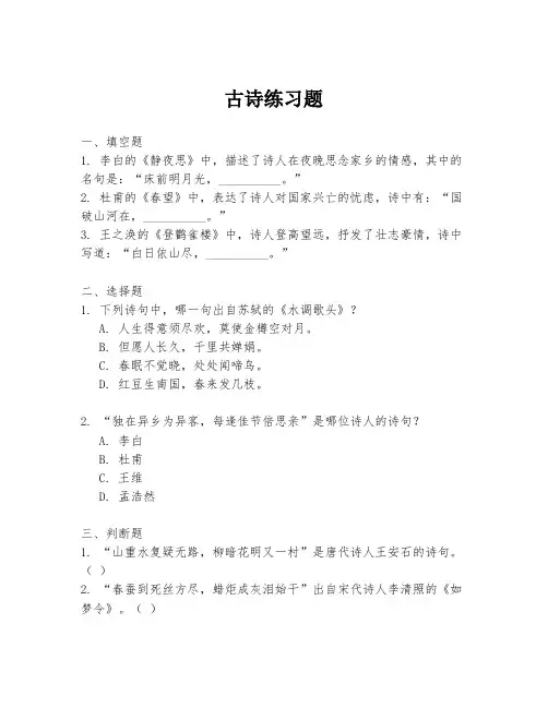 古诗练习题