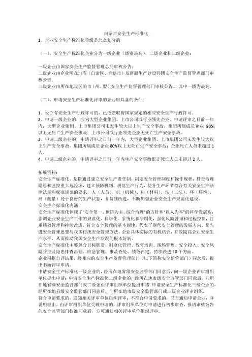 内蒙古安全生产标准化安全生产