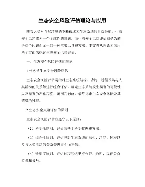 生态安全风险评估理论与应用