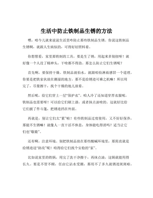 生活中防止铁制品生锈的方法