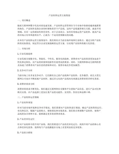 产品矩阵运营方案策划