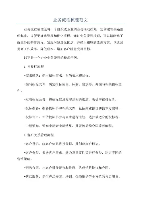 业务流程梳理范文
