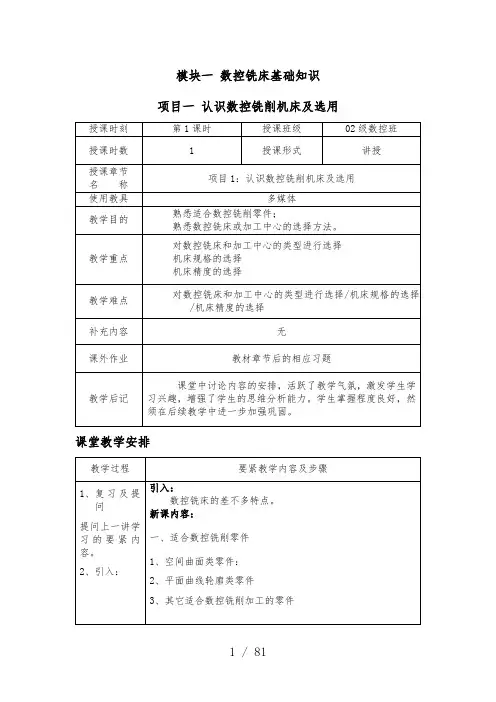 数控铣床基础知识培训教材