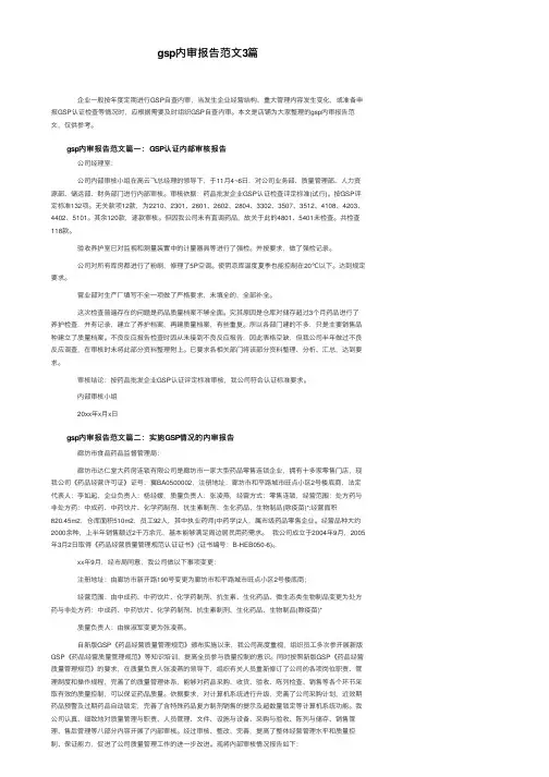 gsp内审报告范文3篇