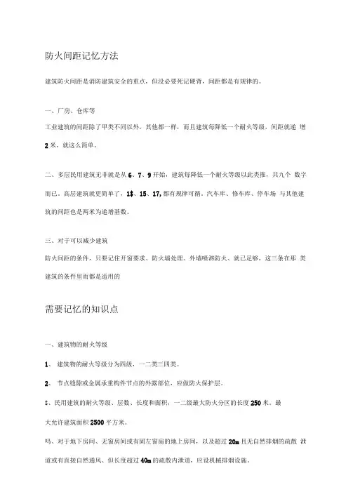 防火间距记忆方法+记忆知识点