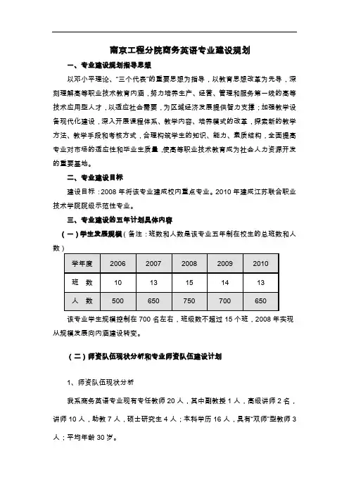商务英语专业建设规划