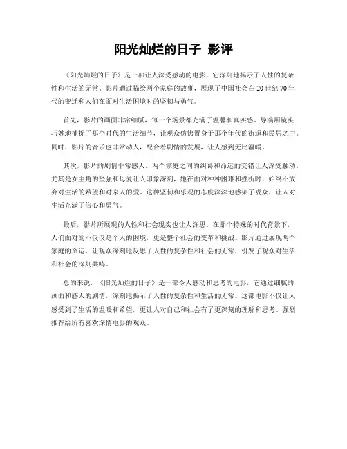 阳光灿烂的日子 影评