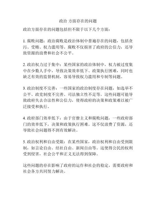 政治 方面存在的问题
