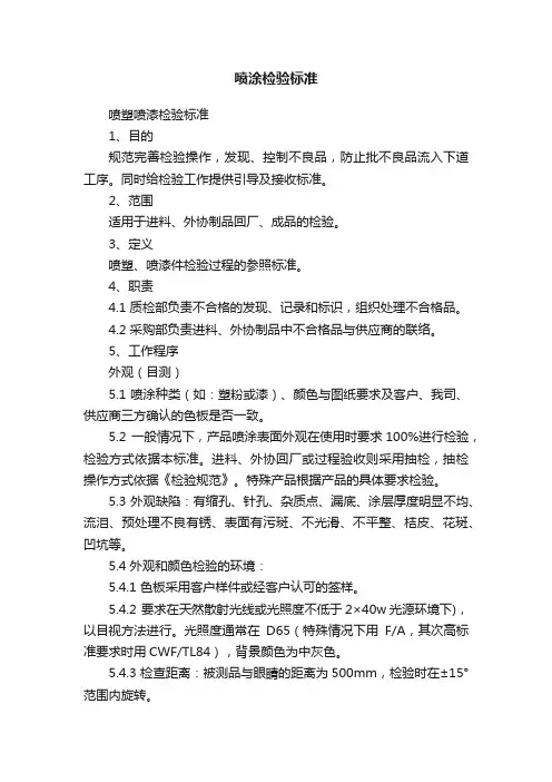 喷涂检验标准