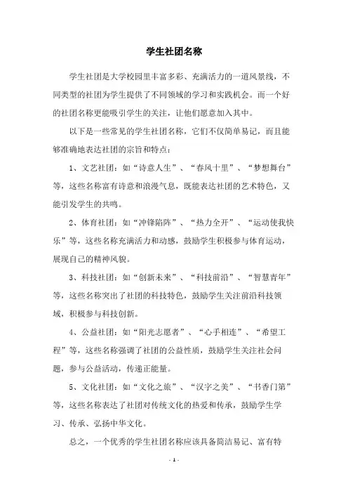 学生社团名称