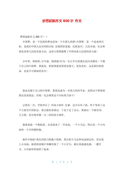 梦想起航作文800字 作文