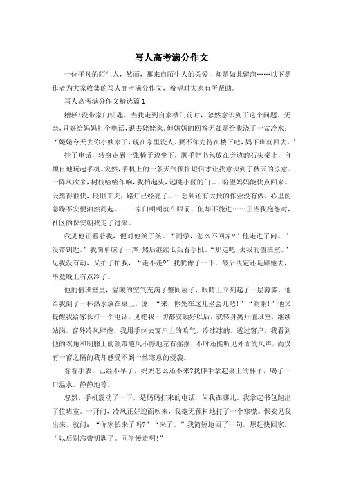 写人高考满分作文