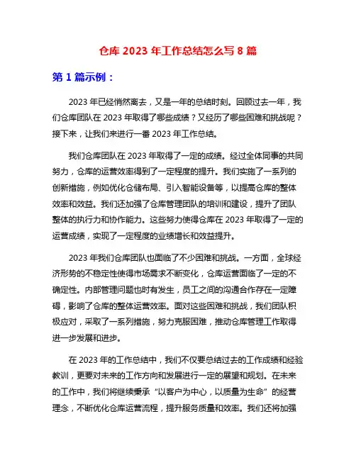 仓库2023年工作总结怎么写8篇