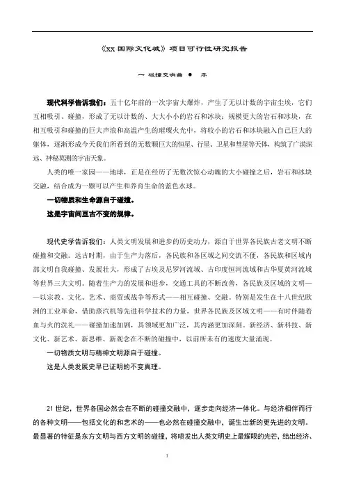 精品《xx国际文化城》项目可行性研究报告