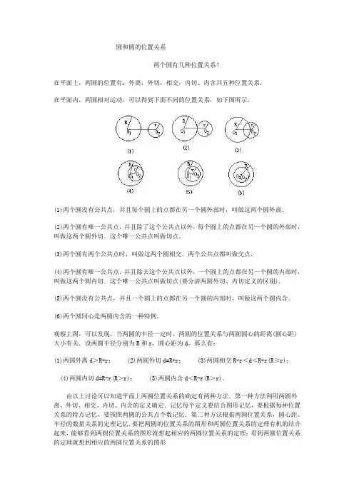 圆和圆的位置关系