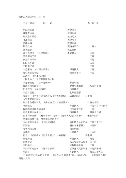 现存古典通俗小说(中国风系列)