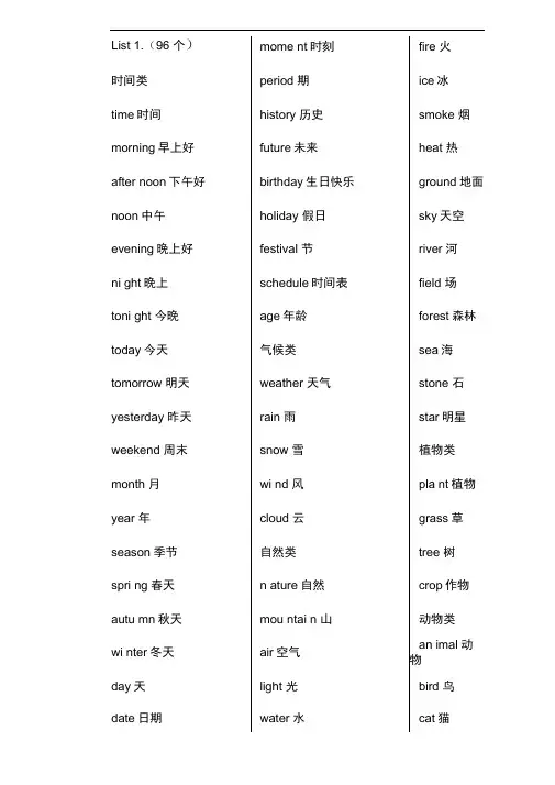 1368个单词词汇-中文翻译版
