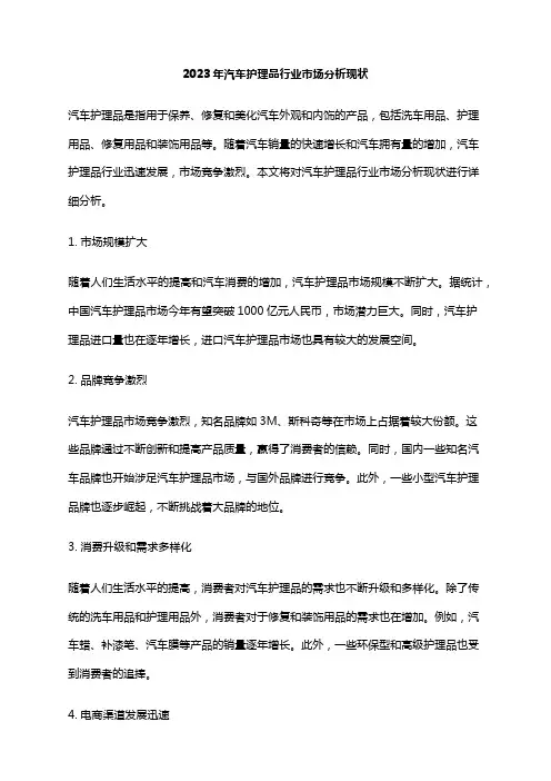 2023年汽车护理品行业市场分析现状