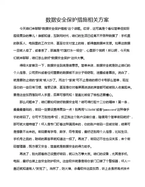 数据安全保护措施相关方案